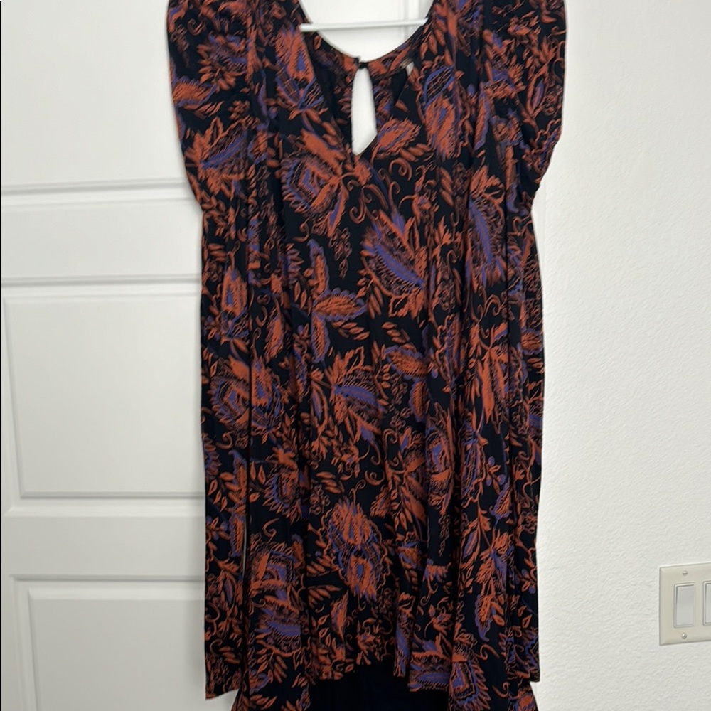 Free People Black Asymmetrical Cap Sleeve Mini Dress